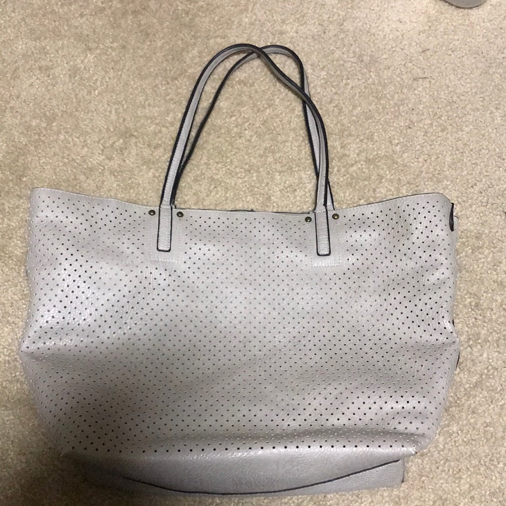 Saks Fifth Avenue gray tote